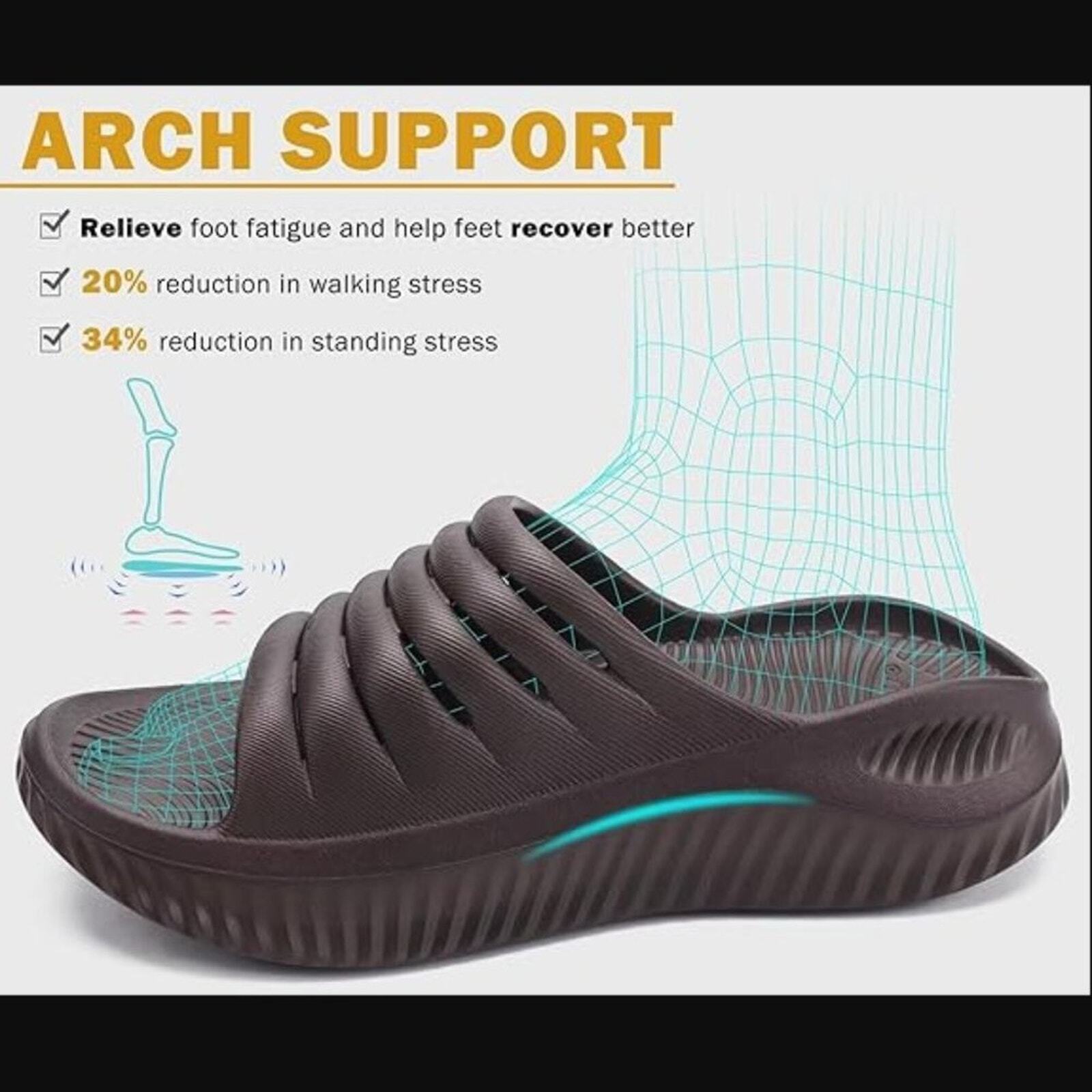 Sandalia punta abierta KuaiLu Recovery, para mujer talla US 7 - negra