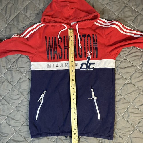 Adidas Washington Wizards Hoodie Sweatshirt Mens Small Red NBA Maryland Poole - Picture 10 of 11