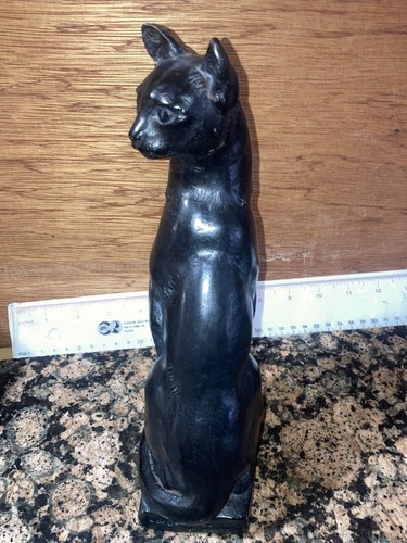 Laci Anthony De Gerenday Black Cat Chalkware Sculpture Lyme College - Picture 11 of 11