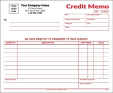 Custom Mid-Size Credit Memo Forms / 2 Part Carbonless - 8.5 x 7 - TMG127