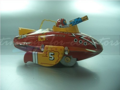 Penny Toy Christmas Tree Decoration Rocket Fighter Lithographed Tin Miniature F1 - Picture 2 of 2
