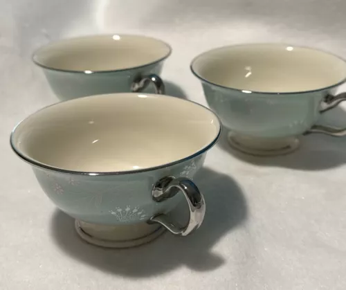 3 Castleton Corsage Coffee Tea Cup Turquoise Pink/White Flowers USA.