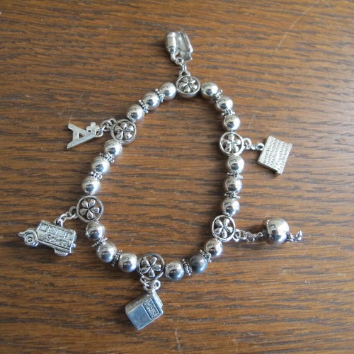 SILVER TEACHER CHARM BRACELET NEW - Picture 1 of 8