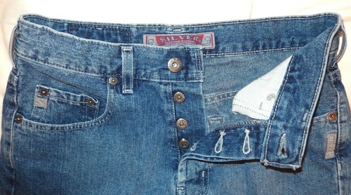 Vintage SILVER Straight Leg Button Fly Denim Jeans Women's 30 x 32 (28x30) Boot - Picture 3 of 8