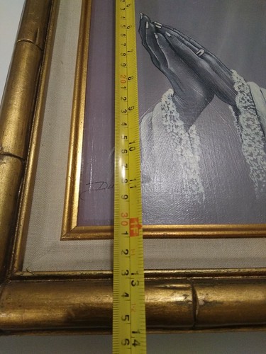 ELAINE DUNGILL AFRICAN AMERICAN WOMAN PRAYING HANDS CANVAS PAINTING RARE VINTAGE - Picture 10 of 12