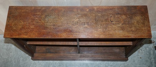 1 OF 2 ANTIQUE VICTORIAN DWARF OPEN LIBRARY BOOKCASES WITH TWO SHELVES PER SIDE - Picture 8 of 12
