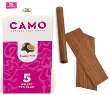 Camo Natural Leaf Wraps PASSION FRUIT Self Rolling Herbal Wraps, Box of 25 Packs