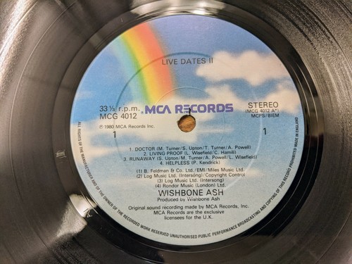 MCG 4012 12" 33RPM '80 WISHBONE ASH "LIVE DATES VOLUME 2" Gat A1/B1/C1/D1 EX/VG+ - Picture 6 of 12