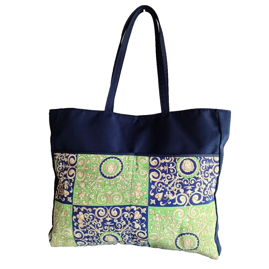 トートバッグ VERSACE Woman Tote bags Multicolor 10047411A13568 5W73V VERSACE Nylon Canvas Tote Bag Navy X Multicolor Women | eBay