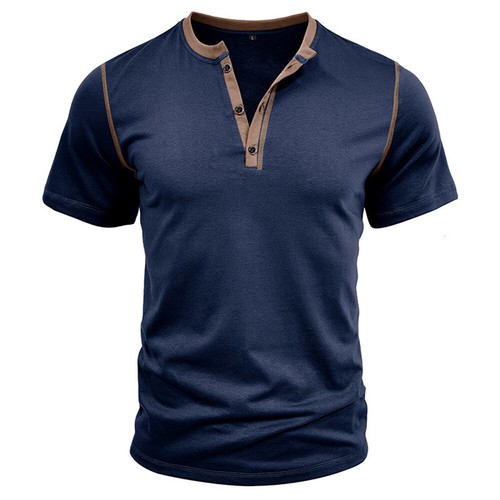 HOT Men Turn Down Collar Short Sleeve T-shirts Summer Casual Blouse Tops Tees OL - Picture 13 of 26
