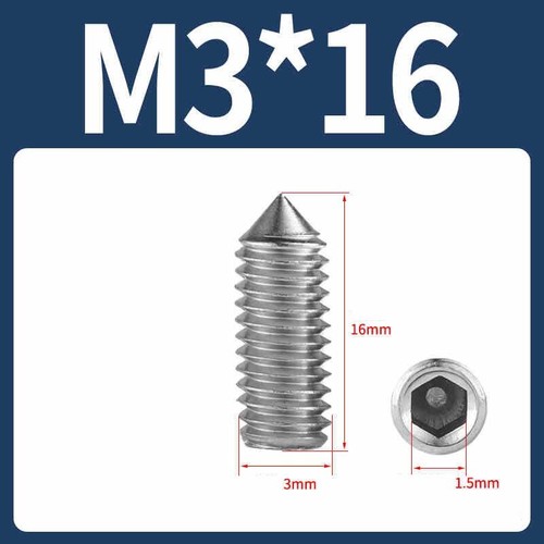 A2 Stainless Cone Point Grub Screws Hex Socket Set Screw Din 914 M2 M2.5 M3-M8 - Picture 30 of 79