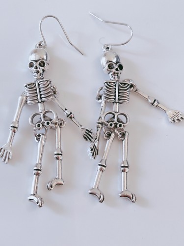 Women Girls Novelty Halloween Bone skull Skeleton Ghost Key Spooky Earrings - Picture 12 of 27