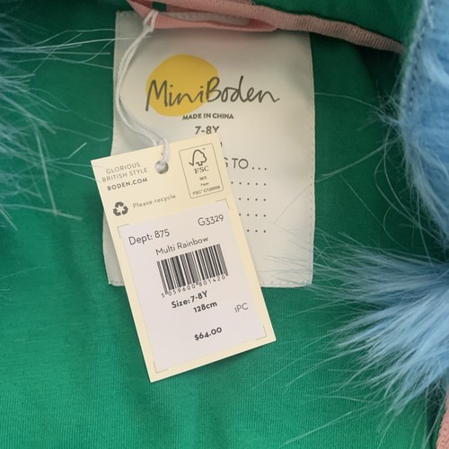 NWT Mini Boden Faux Fur Rainbow Vest 7-8 Years 128 Cm - Picture 4 of 7