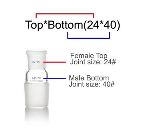Glass Adapter from 14# - 50# Female Joint to 50# - 14# Male Joints Connector - Picture 2 of 8