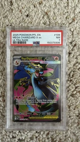 Mega Charizard X Ex 2025 Pokemon PFL EN Phantasmal Flames #109 PSA 7 Ultra Rare