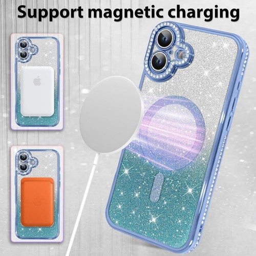 Hülle für iPhone 17/16/15/14 Air Pro Max MagSafe Glitzer Bling Diamant TPU Cover - Bild 17 von 17
