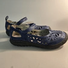 Jambu Size 6 1/2 6.5 Hibiscus Light Blue Mary Jane Shoes Sandals Vegan  EUC