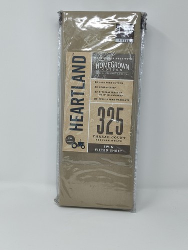 Heartland Homegrown 425 Tc Twin Fitted Sheet Percale Weave Solid Taupe