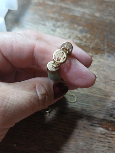 1/20 12K GOLD GEFÜLLTE KETTE mit ANHÄNGER GRÜNE JADE STÄBE RÖHRE PERLE NEPHRIT VERGOLDET 21" - Bild 8 von 11