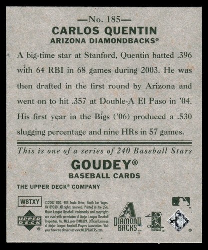 2007 Upper Deck Goudey Mini Carlos Quentin #185 - Picture 2 of 2