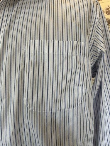 Lands End No Iron Oxford White Pin Stripe Men’s Button down Shirt 16-32 G3  - Picture 3 of 5