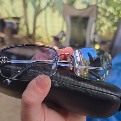 小物 00s CHANEL rimless sunglasses y2k CHANEL Rimless Y2K 4093-B Blue Silver Colored Lens