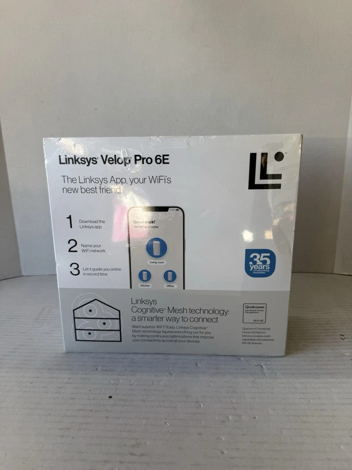 Linksys Velop Pro6E MX6201 White Tri-Band Mesh Wi-Fi 6E Wireless Router - Image 3 of 4