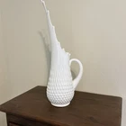 Vintage Fenton Hobnail White Milk Glass Swung Glass Pitcher Vase 17” Tall