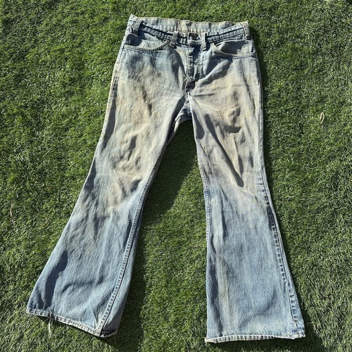 Levis Jeans Orange Tab Size 31 x 28.5 Bell Bottom Flare Blue Flawed
