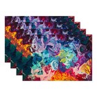 Multicolor Abstract Art Placemats,Colorful Grunge Macro Closeup Washable Line...