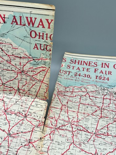 The Sun Always Shines in Ohio State Fair 1924 Antique Map 22" x 24"! - Picture 8 of 9