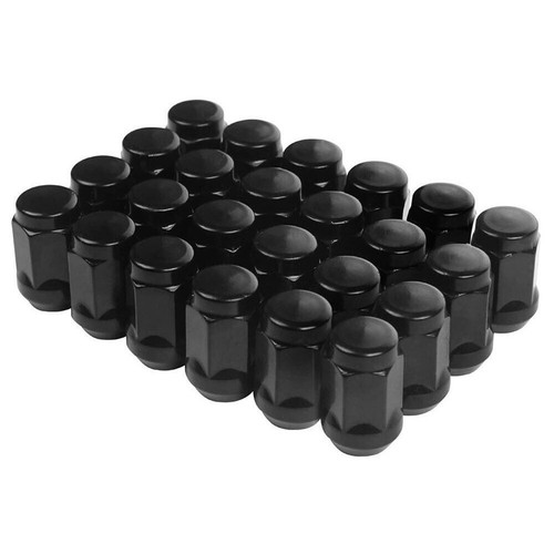 Black Closed End Bulge Acorn Lug Nut Set of 24 Size 12x1 25 Fits Vehicles - Picture 2 of 12