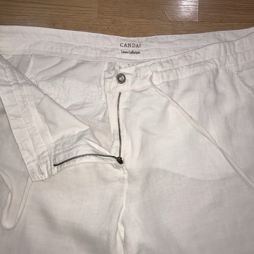 C&A CANDA Women's White 100% Linen Summer Trousers with Pockets UK 20 EU48 - Picture 13 of 16