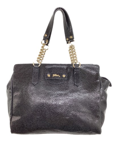 Longchamp Hand Bag Tote Purse Chain Black Authentic - Picture 19 of 24