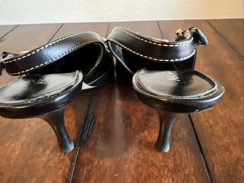 Women’s Anne Klein Black Leather Sling Back Pumps “Matreebear” Size 7 M, 3” Heel - Picture 8 of 14