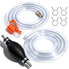 Gasoline Siphon Hose Fuel Transfer Pump with PVC Hoses - Portable Hand Pump
