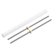 2 Pcs 350mm Lead Screw with Tr8x4 Brass Nut and Plastic Packaging Tube, Silver