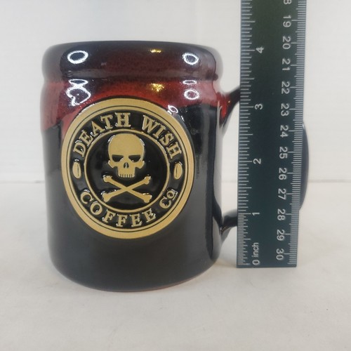 Death Wish Coffee Co. Rare 2014 Red And Black Mug Deneen Pottery - Picture 23 of 24
