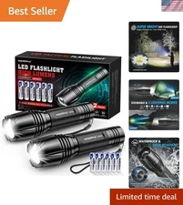 2-Pack WdtPro SR2000 Tactical LED Flashlights - 5 Modes, 3000 Lumen Brightness