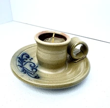 USA Maple City Pottery Monmouth, IL Hand Made CANDLE HOLDER Salt Glaze 1994