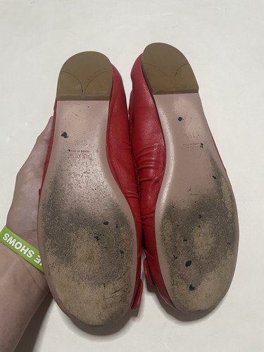 Arco plano de cuero rojo Prada IT 39,5 EE. UU. 9,5 hecho en Italia vintage - Imagen 3 de 12