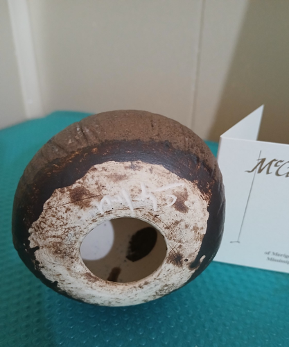 McCarty’s Pottery Nutmeg W/BLUE EYES MEDIUM Owl 1ST QTY ALWAYS NEW W/CARD - Picture 5 of 6