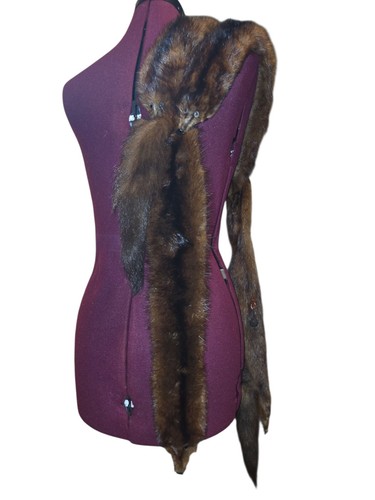 De colección 4 Visón Bufanda Piel Estola Chal Envoltura Cuerpo Completo Piel Entera Real Marrón - Imagen 3 de 11