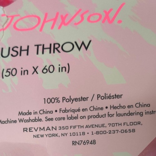 Betsey Johnson rosa Rosen Blumen weich Plüsch Überwurf Decke 50" x 60" Neu mit Etikett - Bild 8 von 12