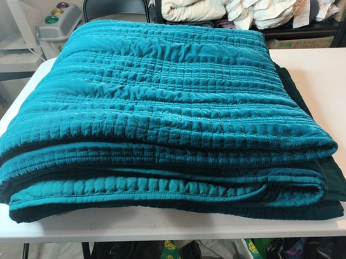 Threshold Velvet Blue King Lofty Velvet Quilt Dark Teal Blue - Threshold Blanket