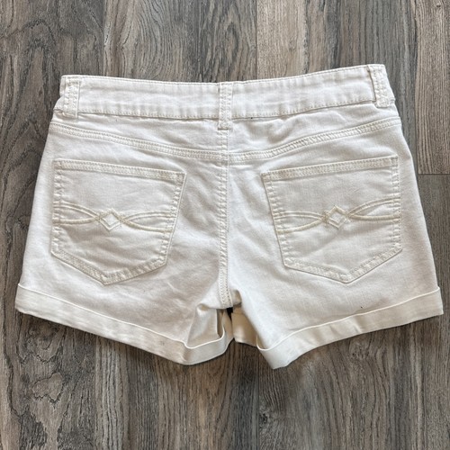y2k pantaloncino denim bianco fango vintage anni 90 con polsini taglia 11 elasticizzato flessibile - Foto 5 di 8