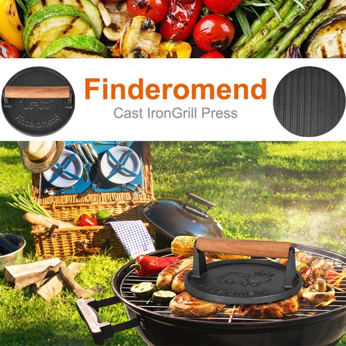 Prensa de hamburguesas de 2 piezas, prensa de parrilla de hierro fundido, carne aplastada de alta resistencia, tocino, carne... - Imagen 8 de 9