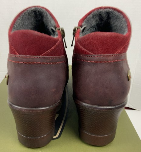 Keen Red Dhlia Leather Wedge Zip Up US 8 Lined Ankle Boot  - Picture 4 of 6