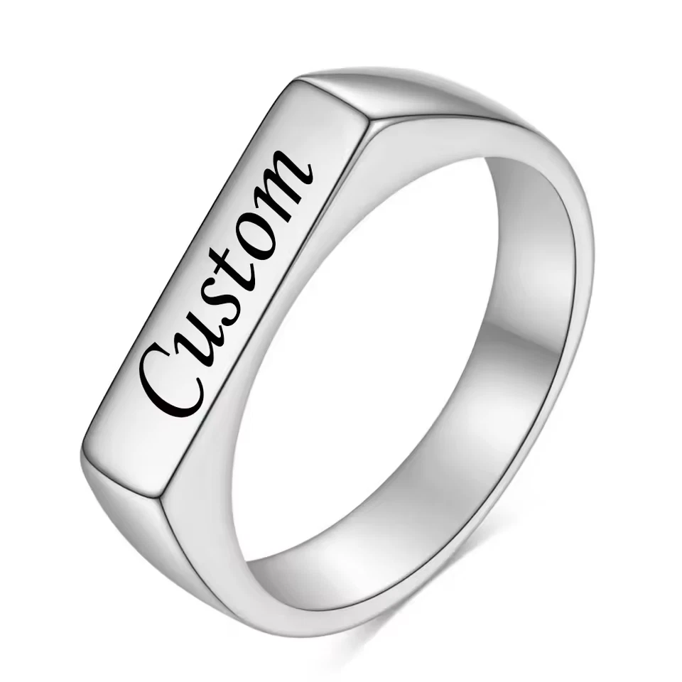 Anillo con Nombre Personalizado Joyería Grabada Oro Plata Banda Personalizada Mujeres Niñas Regalo Foto 2 de 4