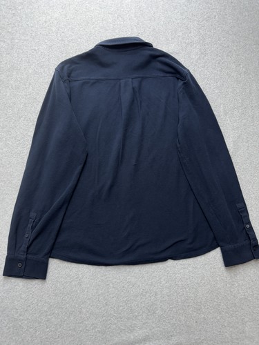 Vince Shirt Mens XL Navy Blue Button Up Long Sleeve Pocket Classic Cotton Soft - Picture 9 of 10